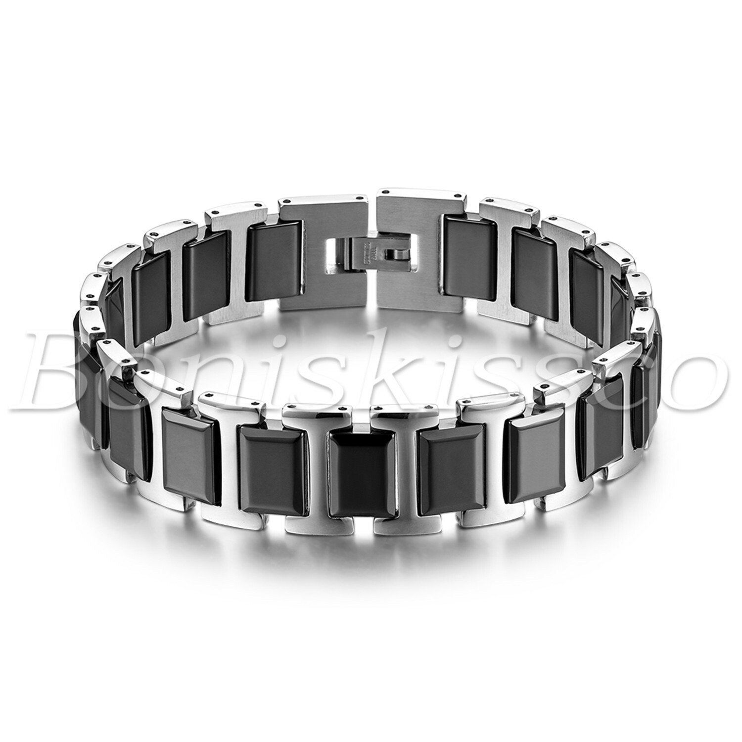 16MM Heavy Wide Ceramic Stainless Steel Link Healthy Wrist Bracelet Gift For Men