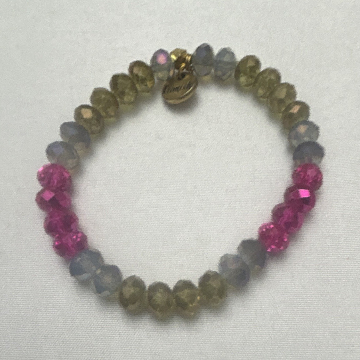 Erimish Multicolor Round Beaded Stretch Bracelet Dangle Charm Stackable Signed