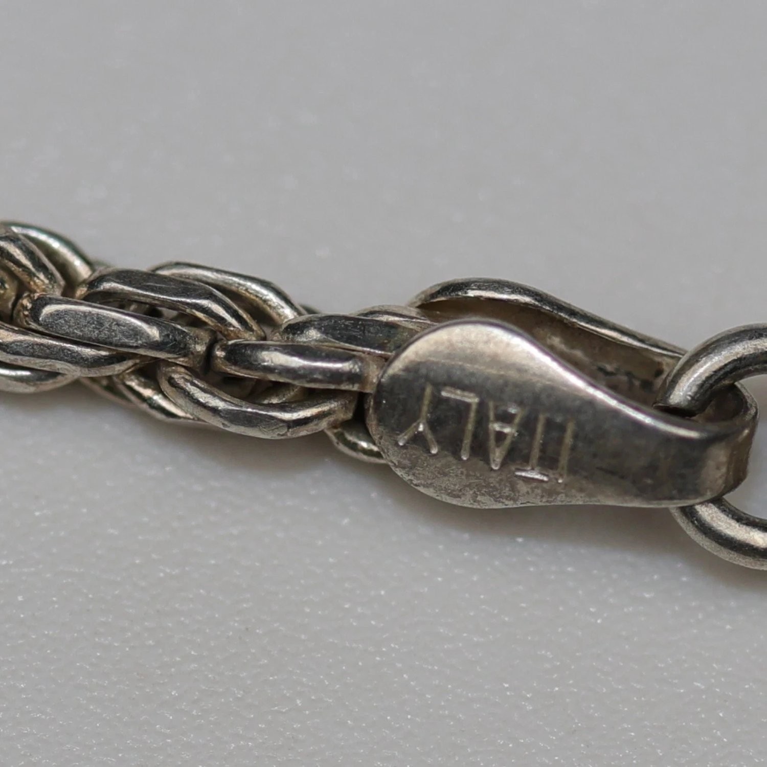 Vintage Sterling Silver Rope Chain Bracelet 7 Inch Italy 925 Twisted Link