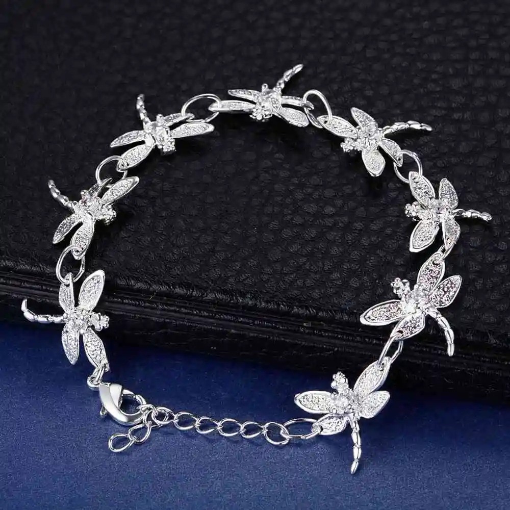 925 Sterling Silver Bracelet Bead Chain Women Wedding Engagement Gift