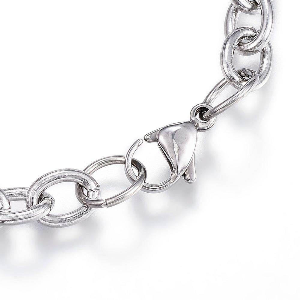 304 Stainless Steel Charm Bracelet Star Silver 7.5″ Inch 6mm Z80