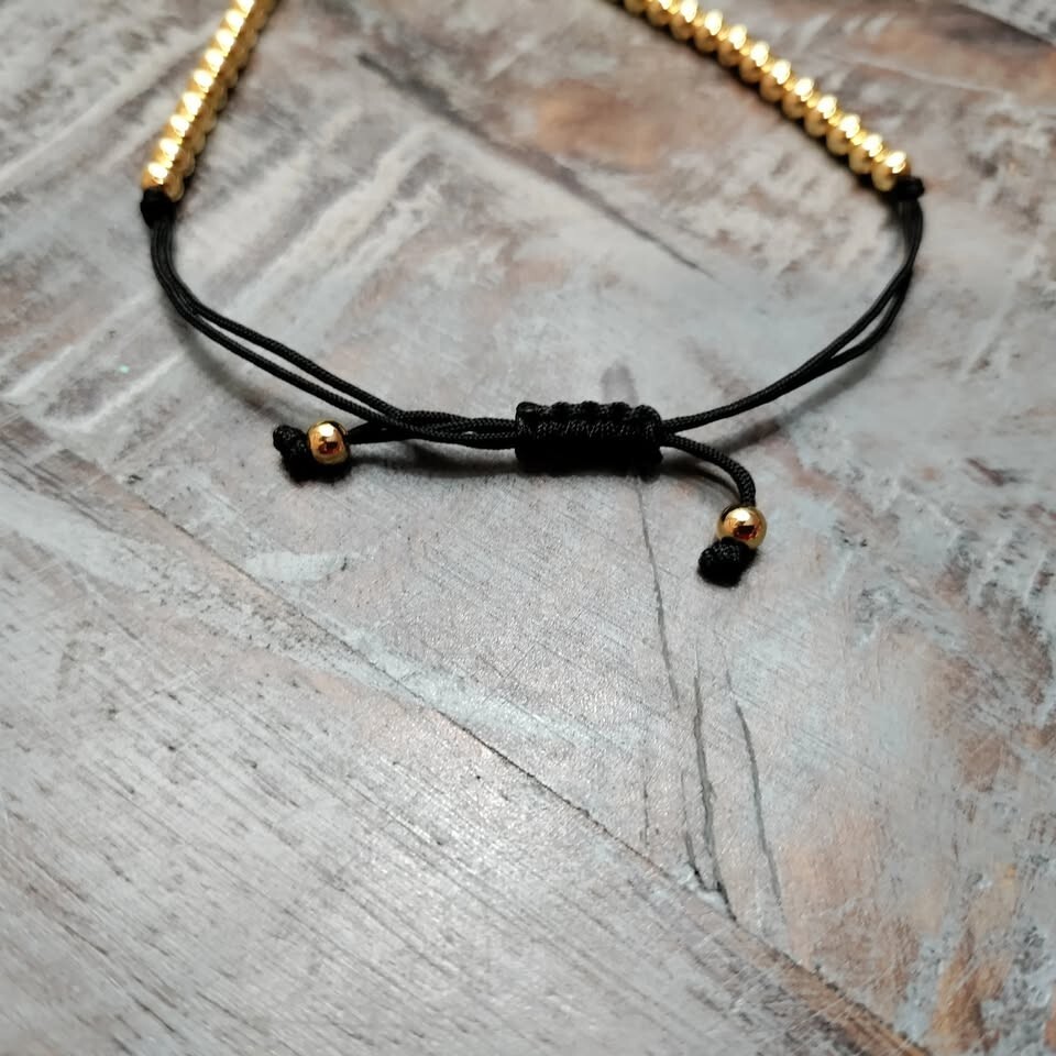 Cross Bracelet w/black pull cord-Fashion