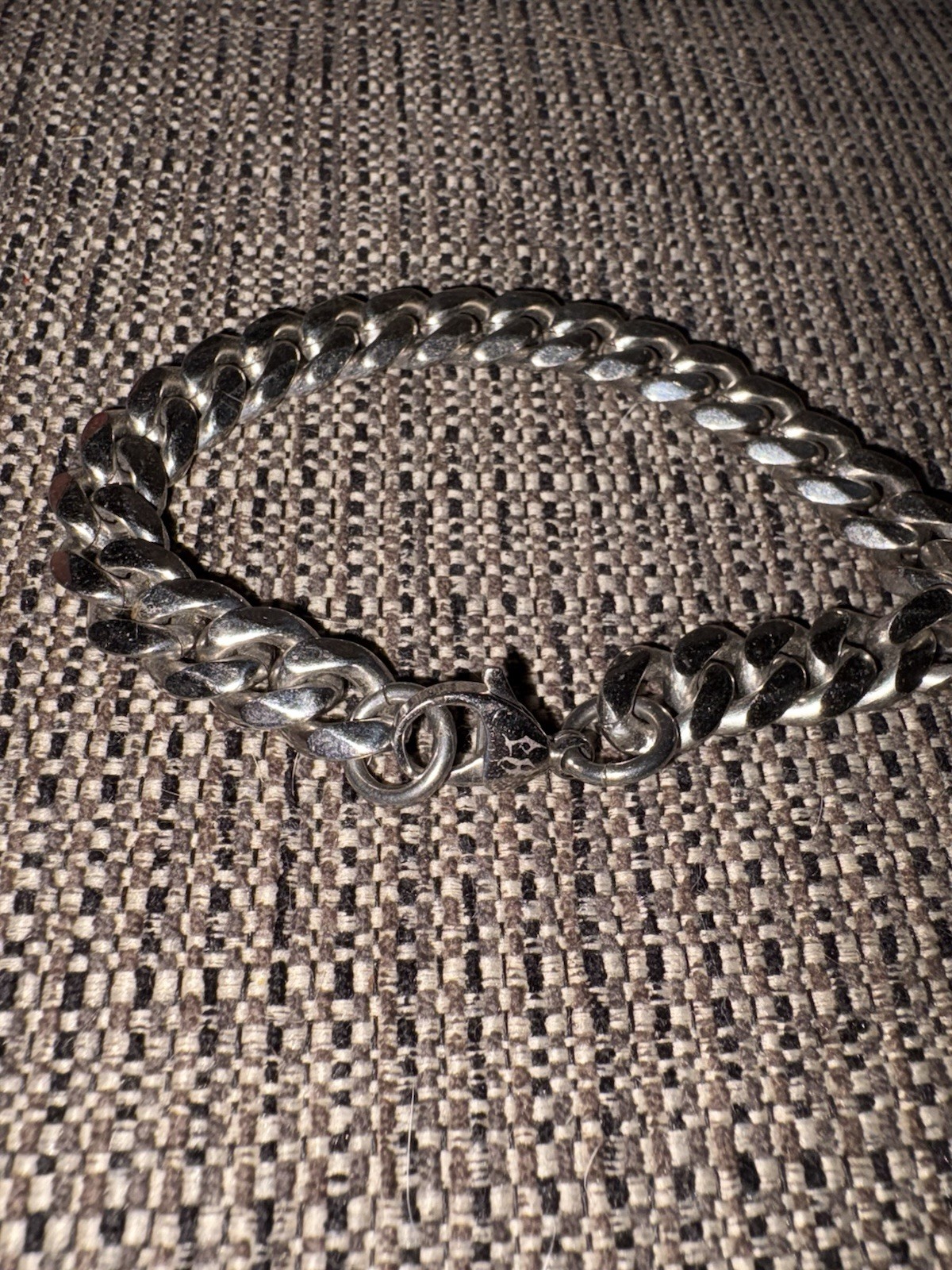 Hard Jewelry Stainless Steel Cuban Link Chain Bracelet 8 in Silver Lobster