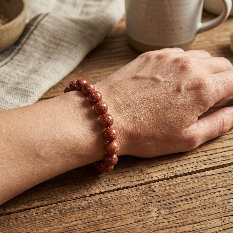 Brown Sunsitara Bracelet Stretch Beads, Meditation And Intention Jewellery