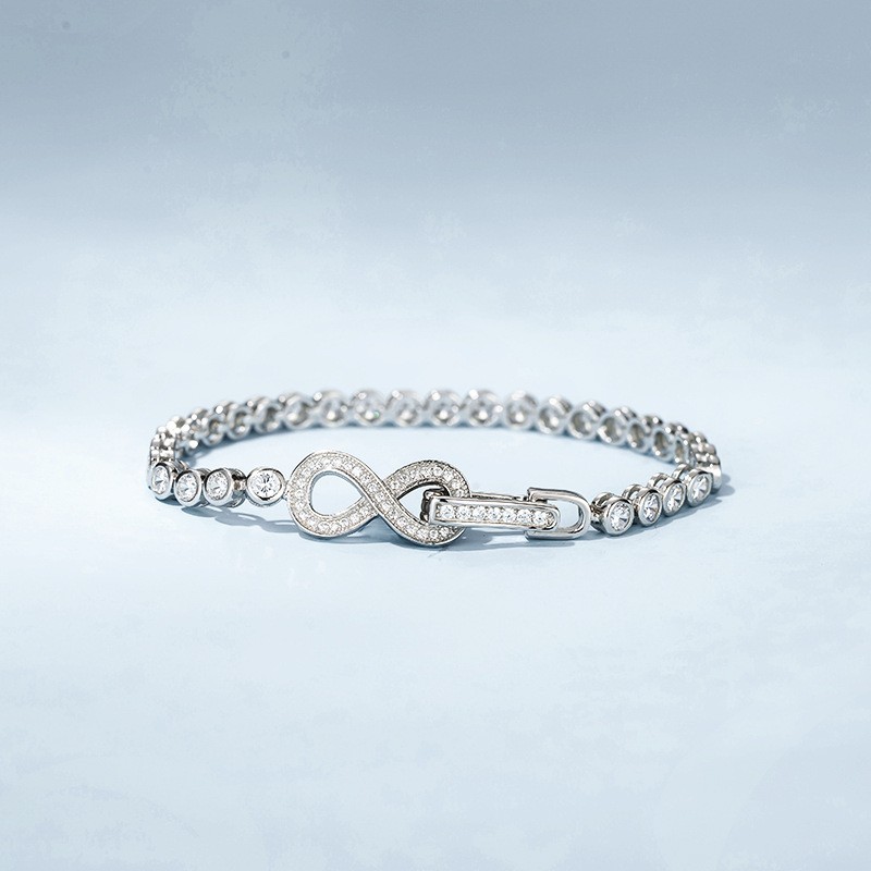 3mm Cubic Zirconia Bubble Bracelet For Women 925 Sterling Silver 18k Gold Plated