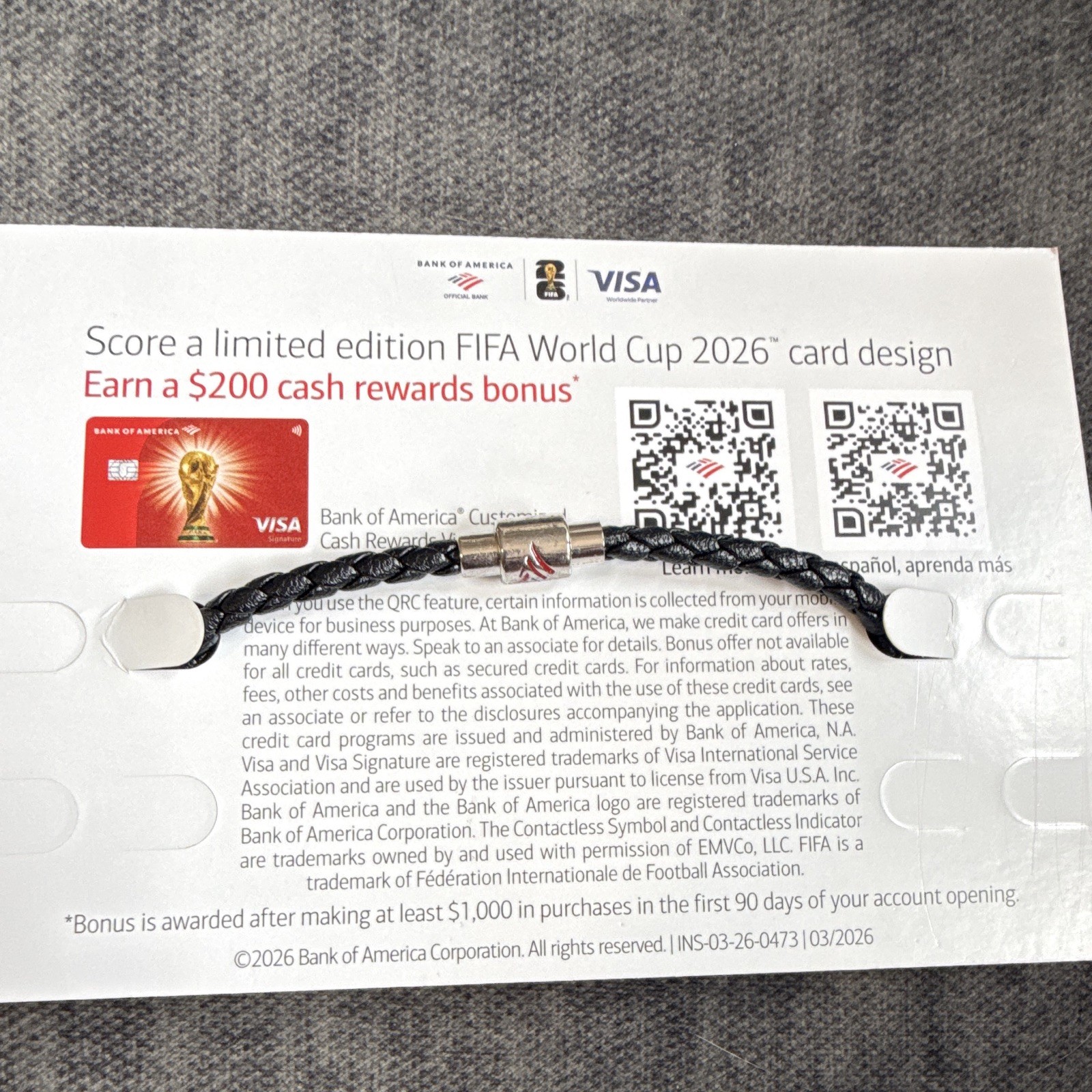 FIFA World Cup 26 bracelet from Fan Fest Bank of America