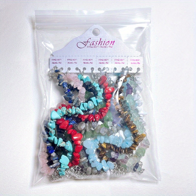 12pcs Boho Crystal Natural Stone Chips Bracelets Set Fashion Jewelry Accessories