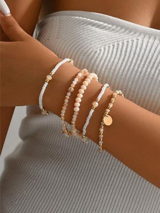 Elastic Boho Beaded Bracelet for Women Stackable Stretch Bracelet Jewelry Gift