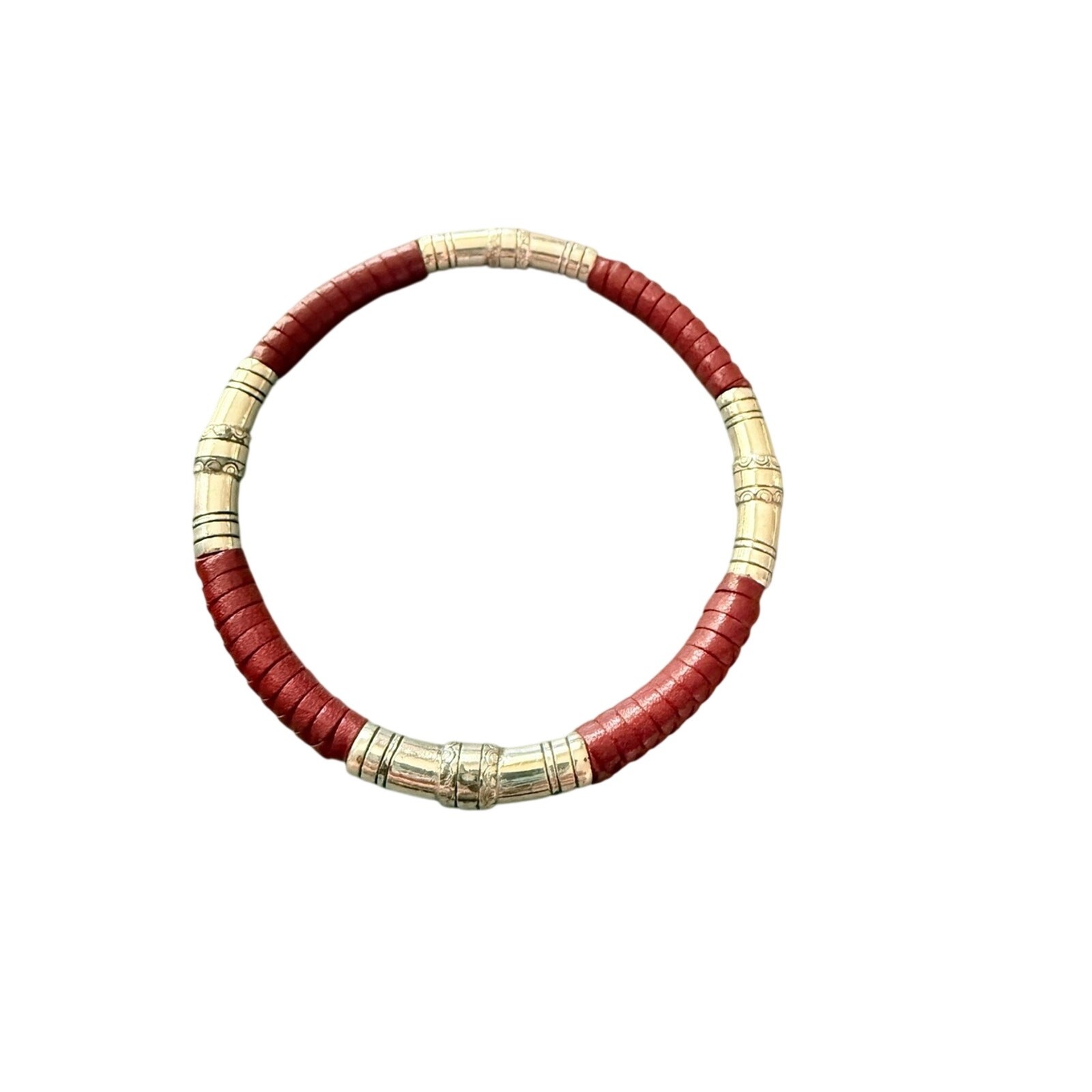 Red Silver Tone Bracelet