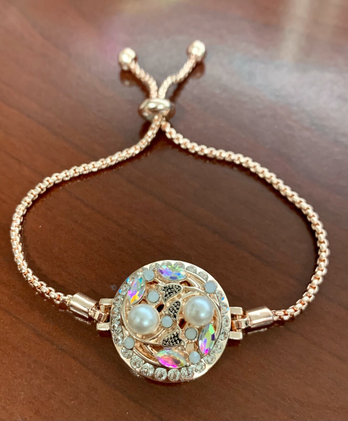 Snap Jewelry Rose Gold Rhinestone Halo Slider Bracelet fits 20mm Ginger Charms