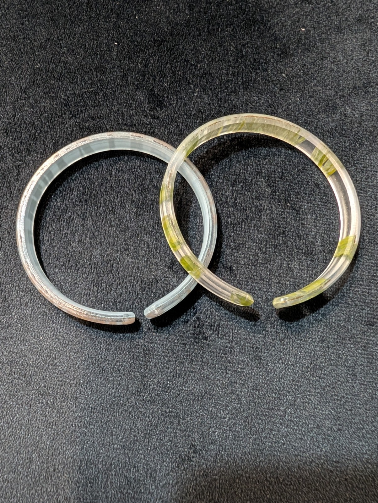 Stackable Multicolor Plastic Cuff Bangle Bracelets Lot Of 2, Stripe Round