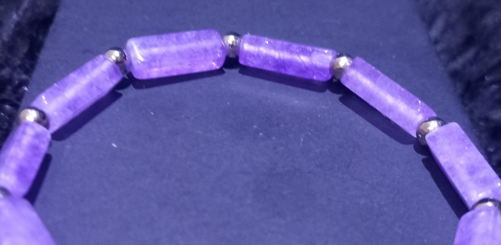 Natural Amethyst Stretch Bracelet Purple Rectangle Beads