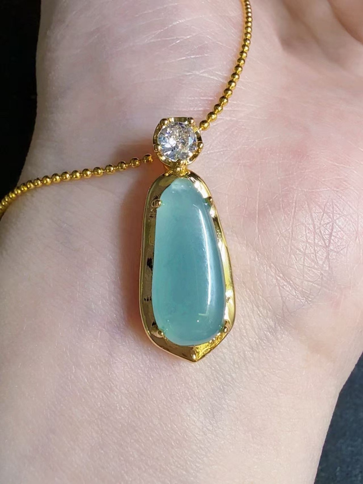 Natural jadeite sky blue pendant