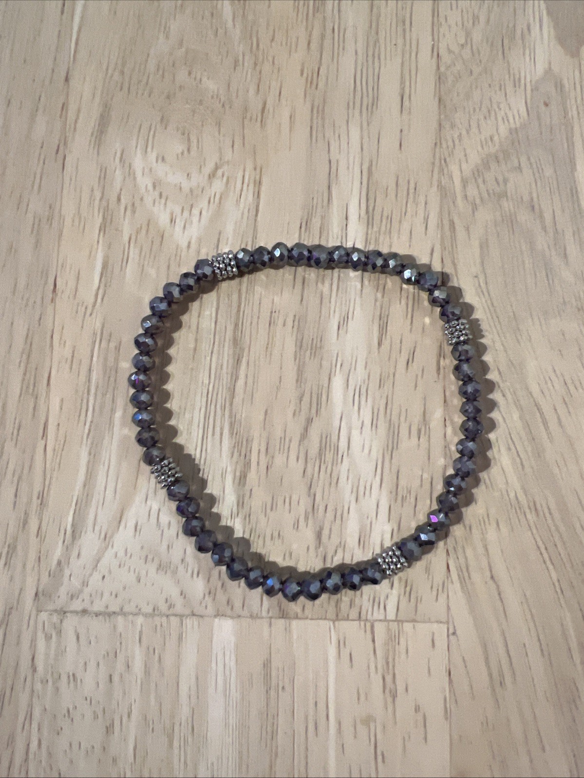Beaded Stretch Bracelets Set of 6 multiple colors and hues. Elastic shimmery