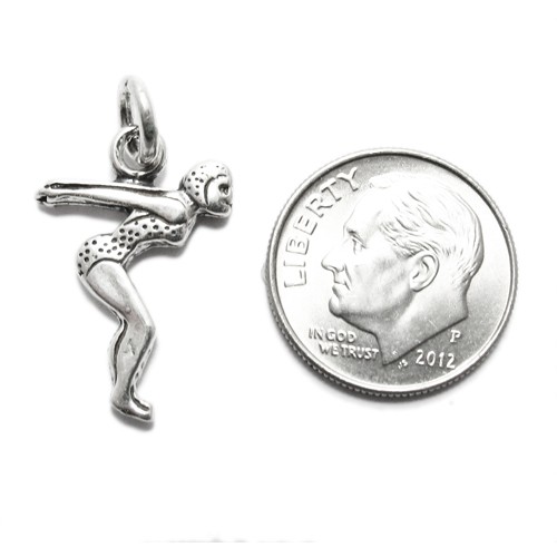 925 Sterling Silver Ready to Dive in Female Swimmer Charm