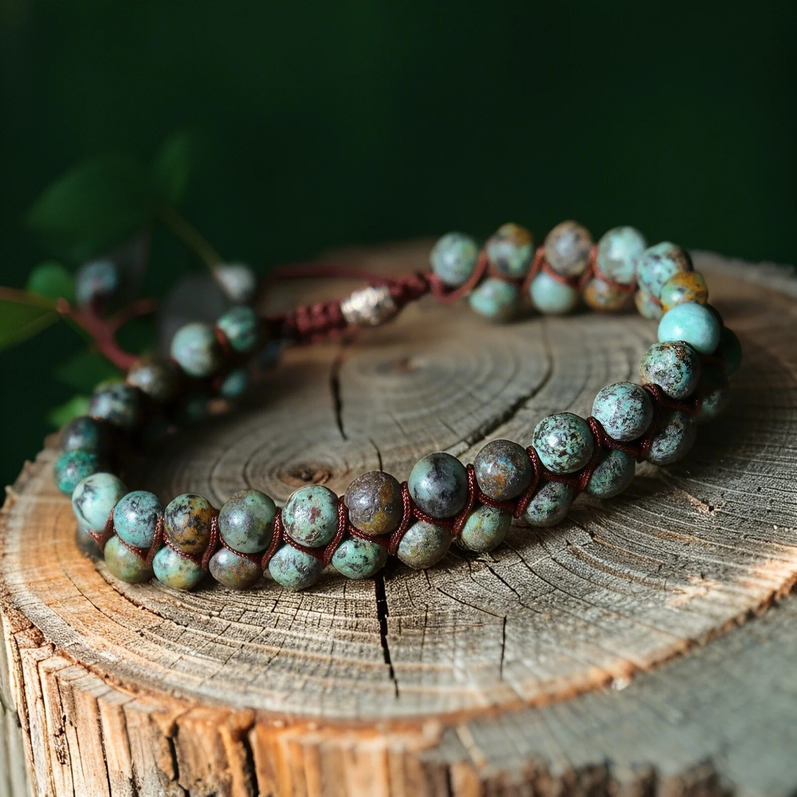 Genuine African Turquoise Beaded Handmade Healing Reiki Chakra Boho Bracelet New
