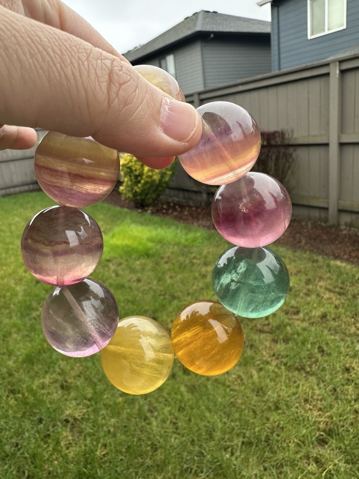 26mm High Quality Rainbow Fluorite Bracelet(price firm）