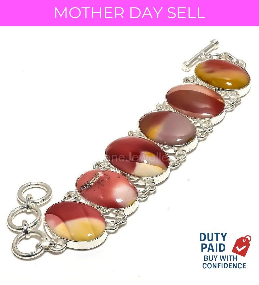 Genuine mookaite 925 Silver Finish Engagement Vitange Mother Birthday Bracelet