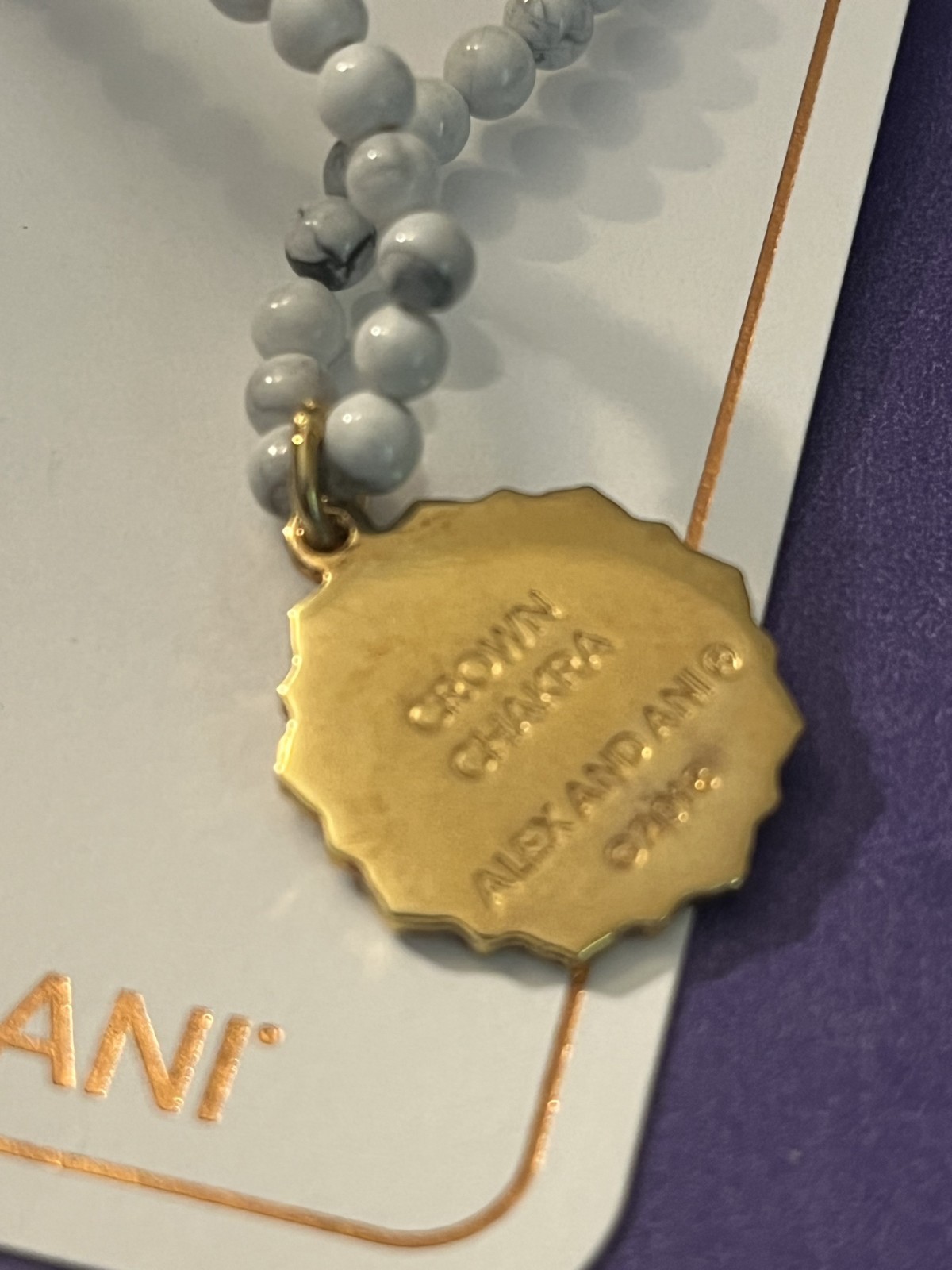 Alex and Ani CROWN CHAKRA Stretch Bracelet ~Shiny Gold ~ Genuine Howlite ~ NWT!