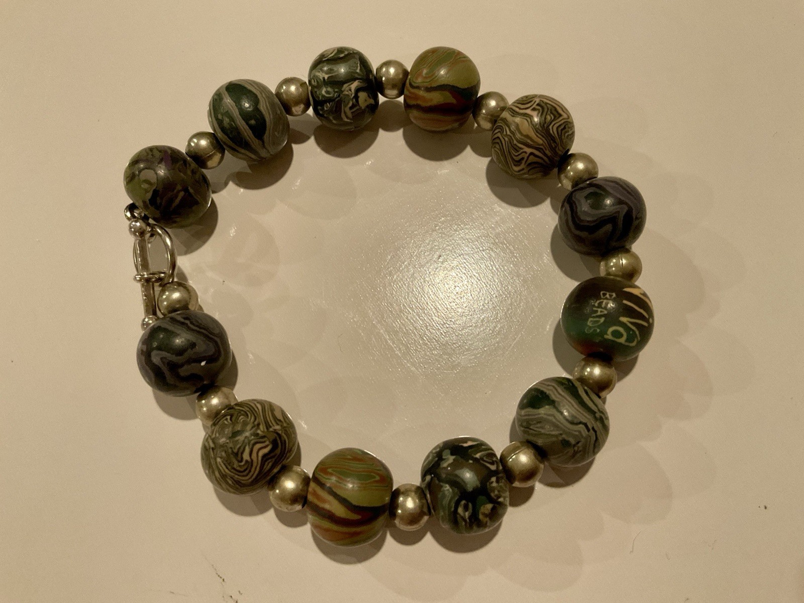 Viva Beads Beaded Bracelet Clay Blue Green Gray Silver