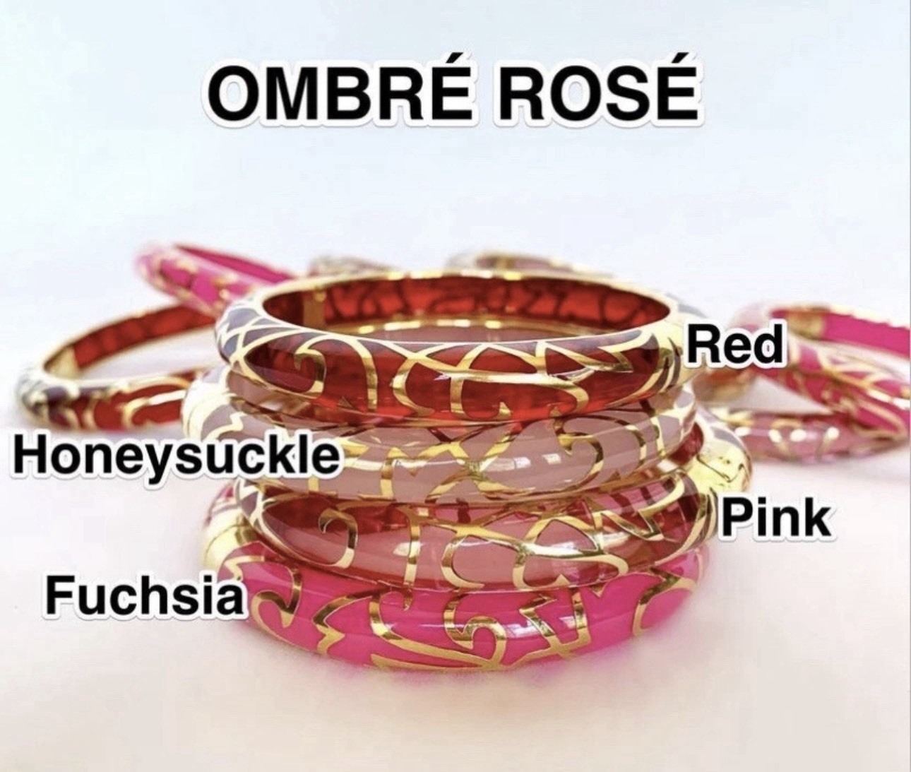 ANGELIQUE DE PARIS FRANCE OASIS HOT PINK FUCHSIA GOLD PLATE BRACELET BANGLE NEW