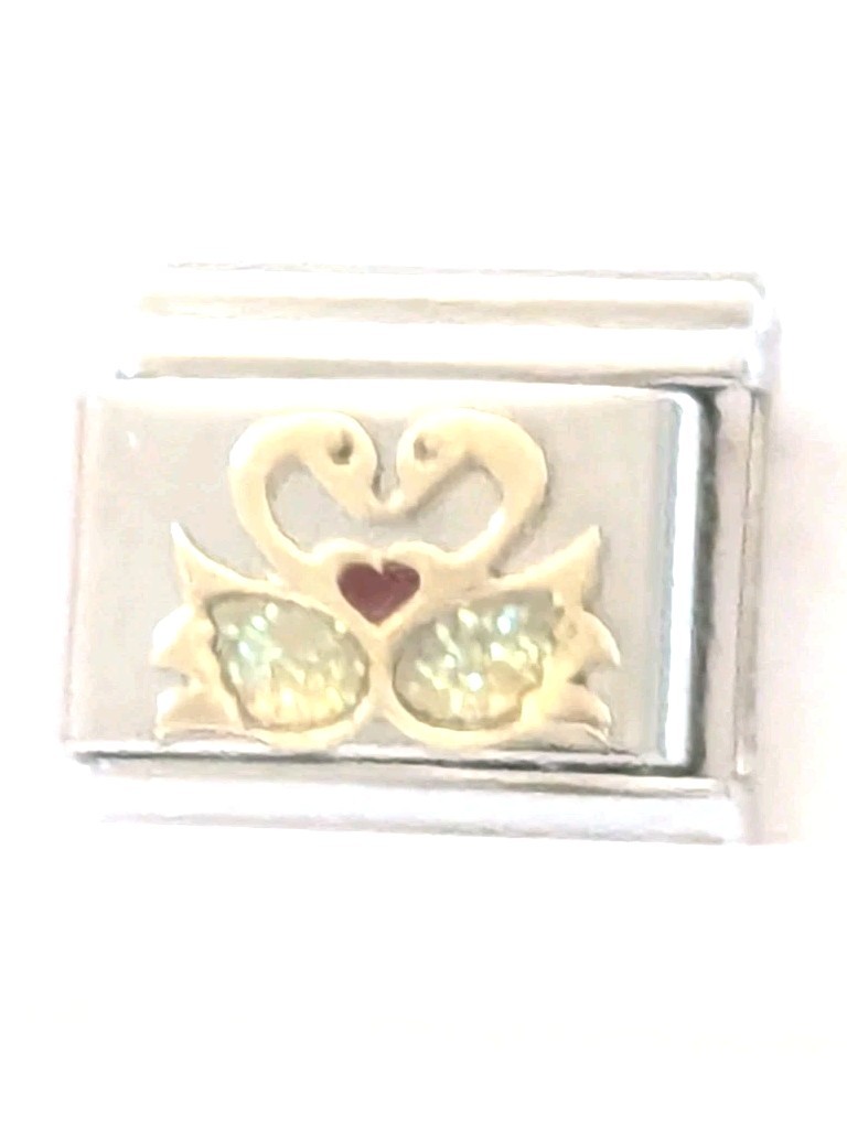 Authentic Talexia Italian Charm Swan Heart Love Classic 9mm Link R132