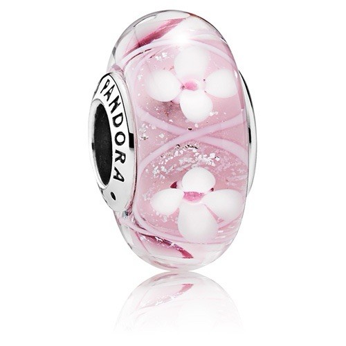 Pandora Pink Field of Flowers Murano Glass Charm