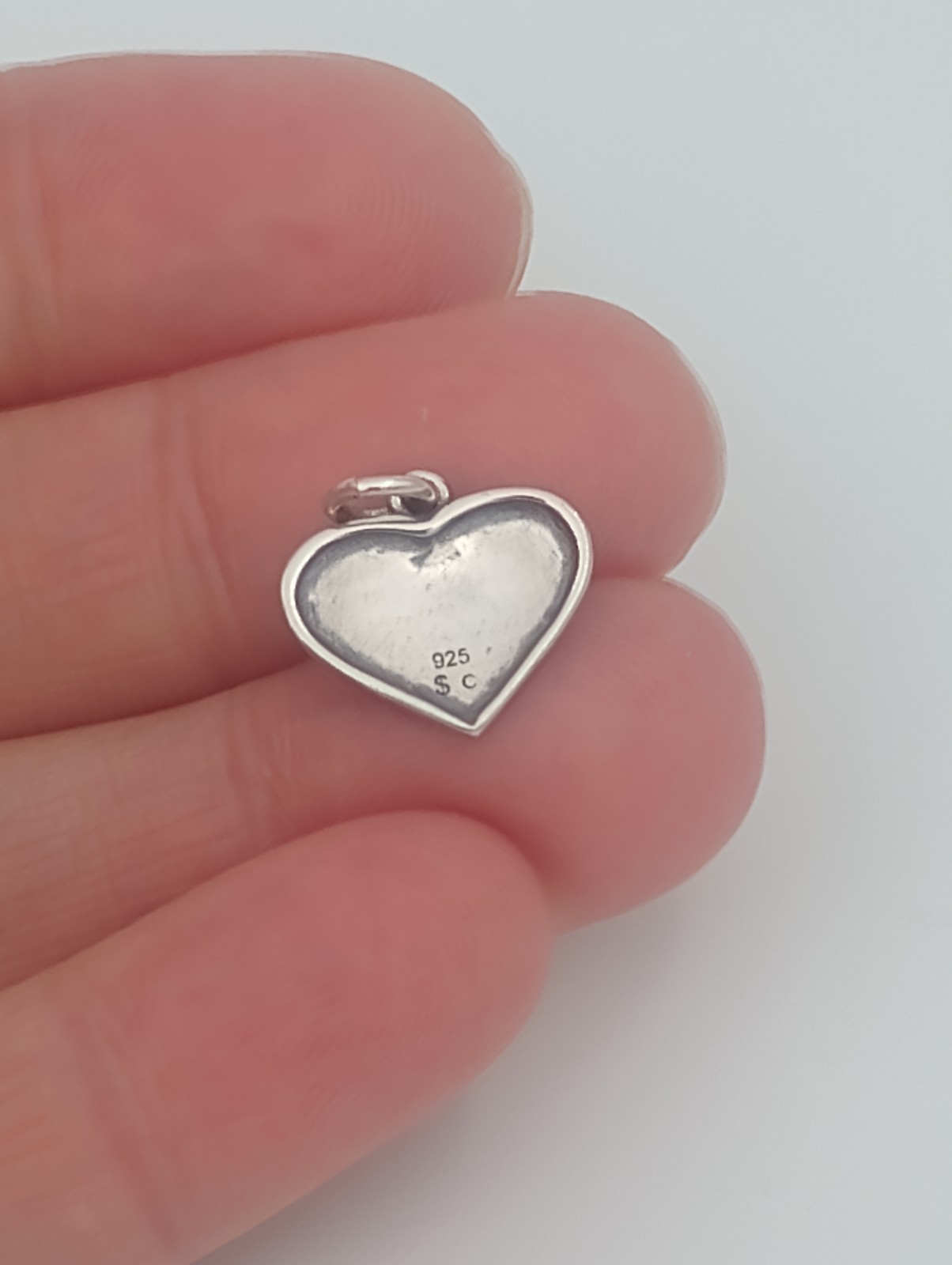United States Flag Charm Pendant 925 Sterling Silver Enamel US Heart charm .925