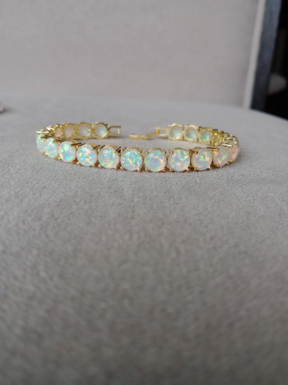 Gold Blue Opal Tennis Bracelet | Opal Bracelet | Opal | October Birthstone