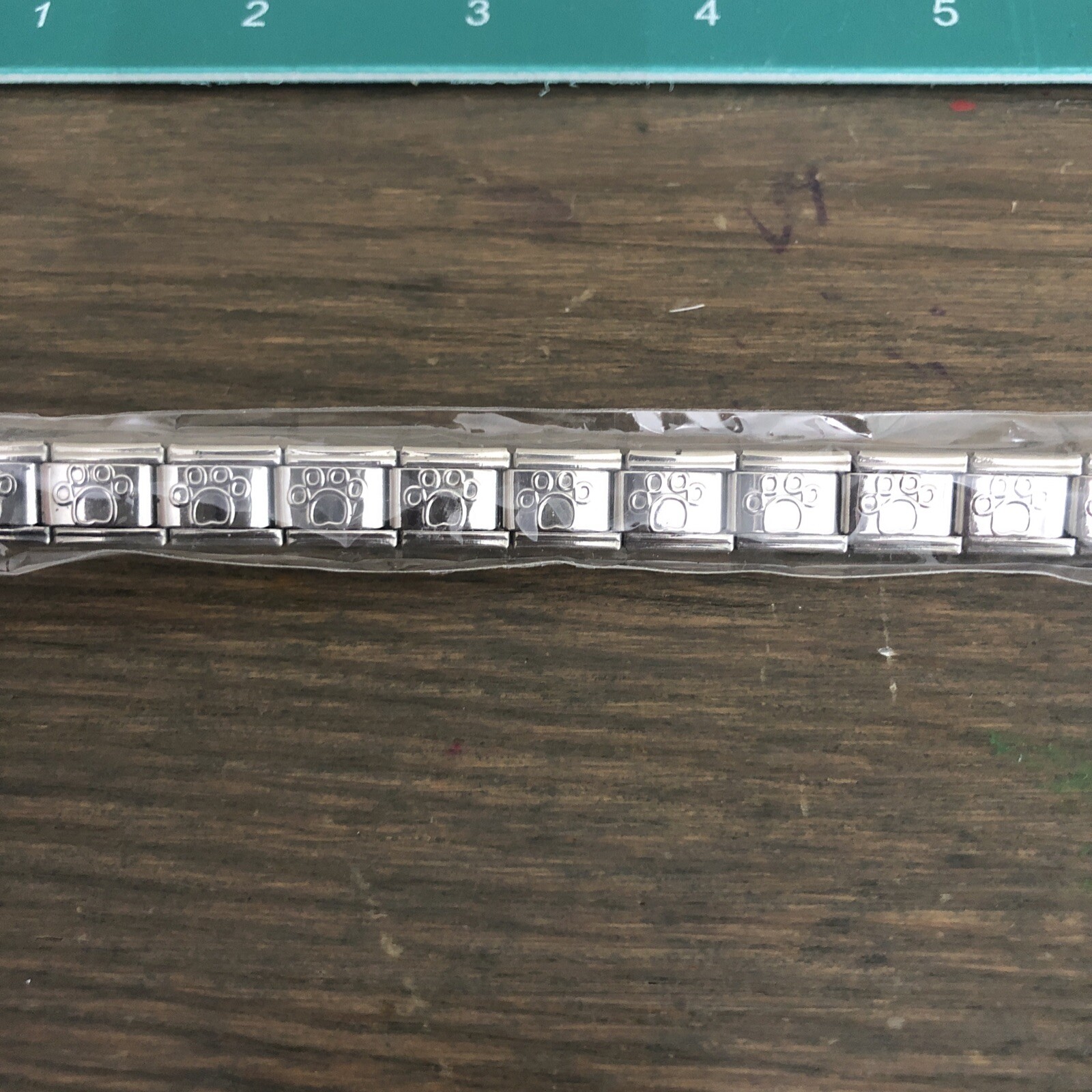NOS Silver Paw Print Italian Modular Charm Bracelet Link 9mm