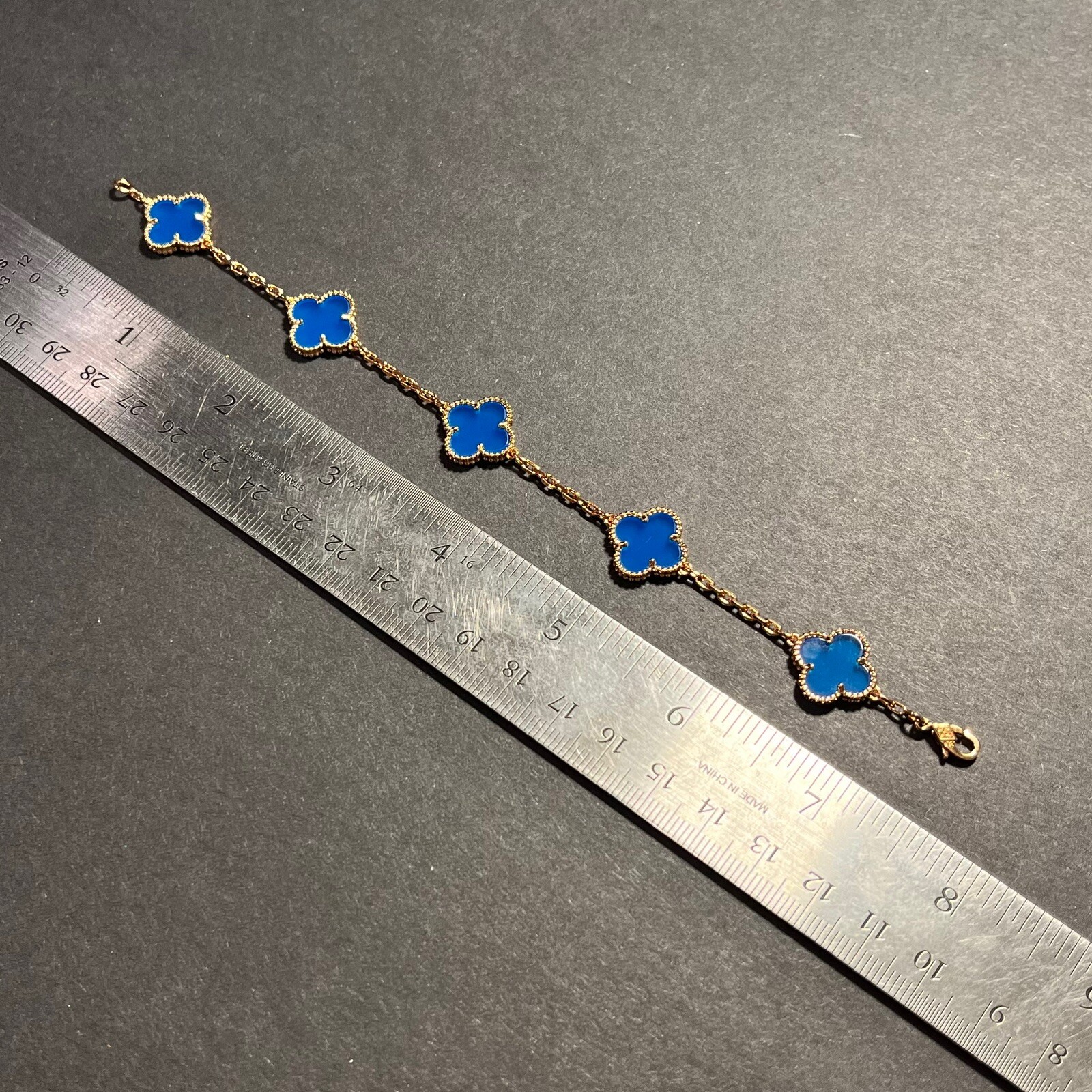 Aqua And Rose Gold Plated Stunning Lucky Bracelet 7.5″