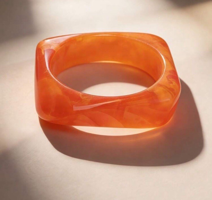 New 3pc Shades of Orange Resin Bangle Bracelets