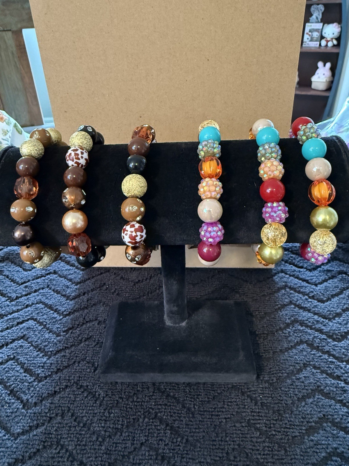 Lot Of 6 – Autumn Colors Beaded Stretch Bracelet 6” To 6.5”