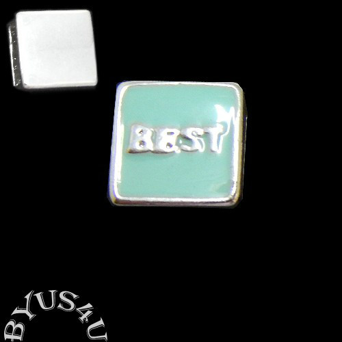 CHARM SLIDER FLAT LEATHER CORD JEWELRY WORD BEST or I HEART U ENAMEL 5pcs