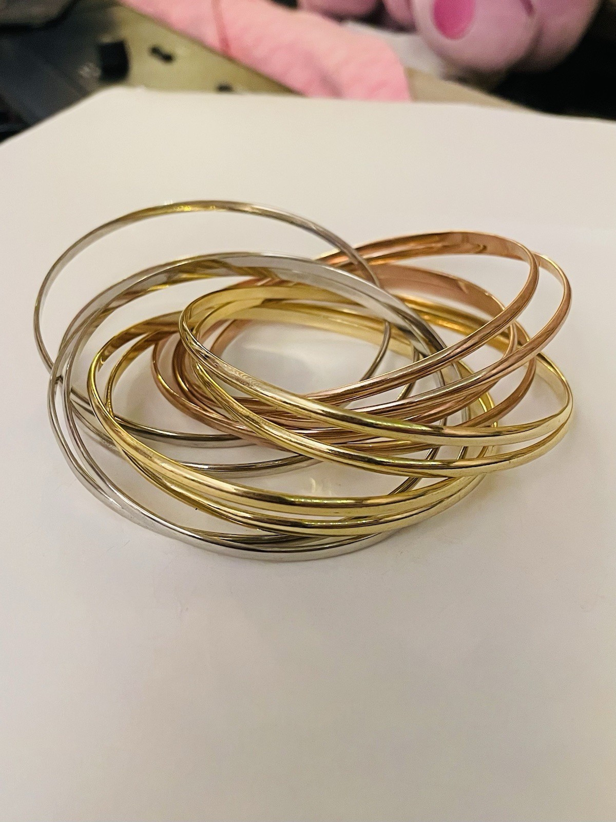 Set of 12 Intertwined Bangles Gold/Silver/Rose Gold