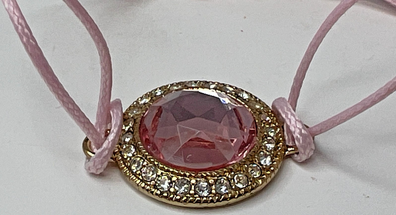 AVON Energy String Bracelet Faux Stones on Adjustable Cord Light Pink One Size