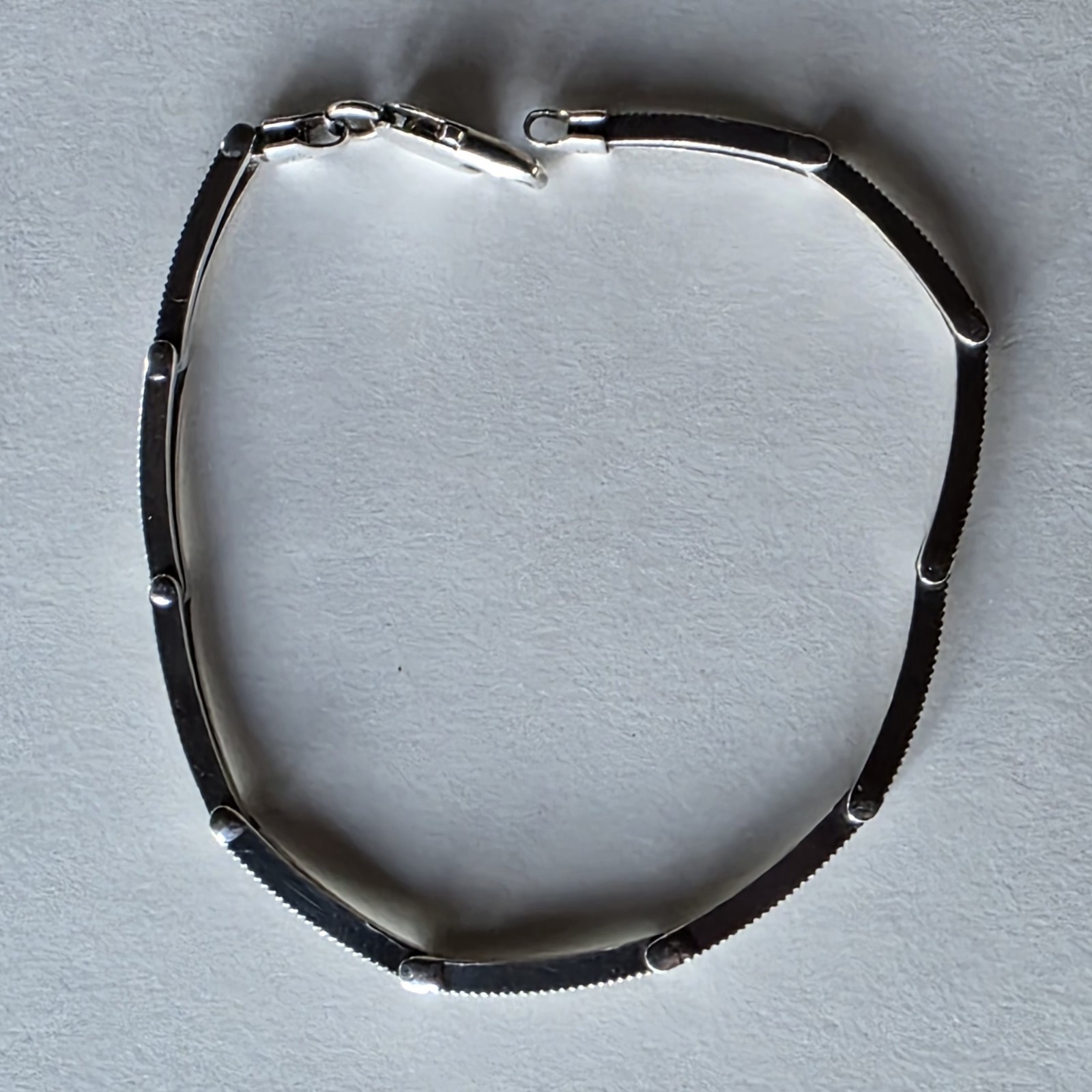 925 Italy Sterling Silver Signed Bar Link Chain Bracelet Lobster Clasp