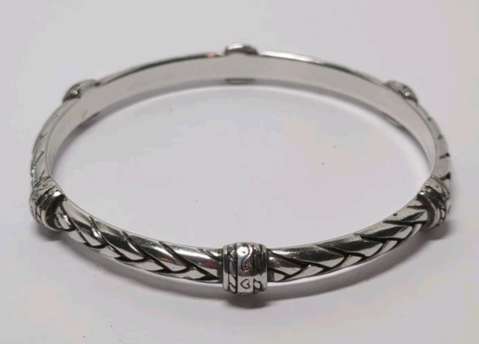 RETIRED Brighton SIERRA SCROLL braid silver Plated bangle bracelet Round