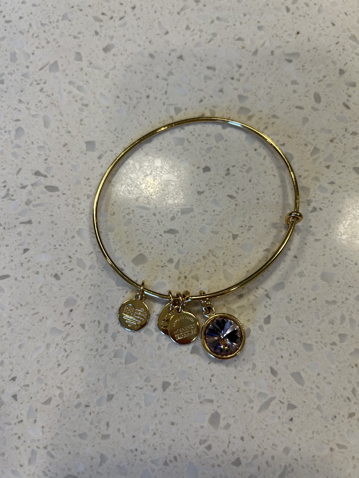 Alex and Ani purple crystal charm expandable bangle bracelet