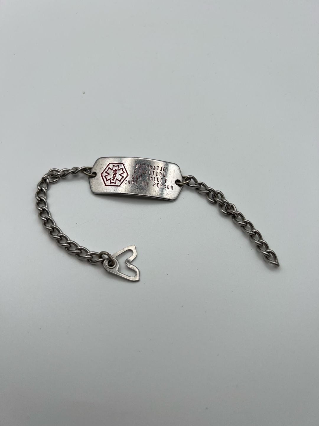 Vintage Medical Alert ID Bracelet Asthmatic Condition Stainless Steel
