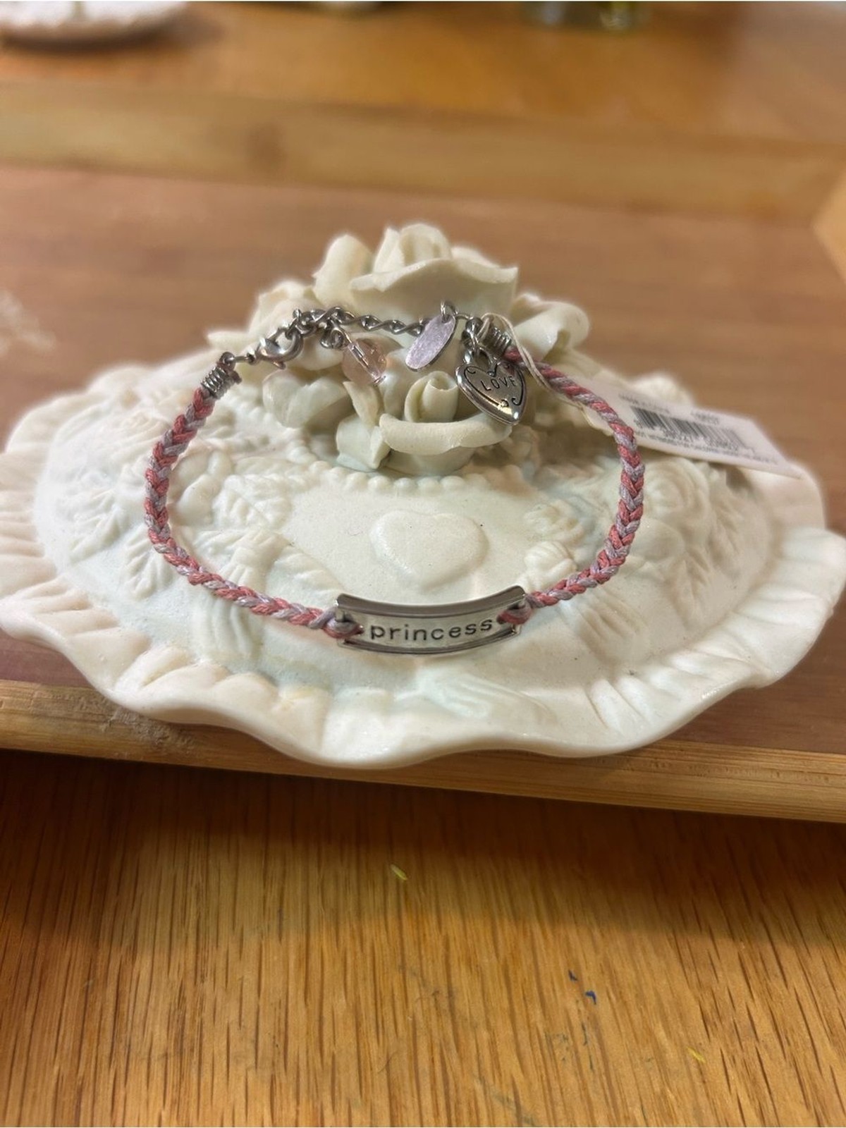Princess Braided Charm Bracelet Pink