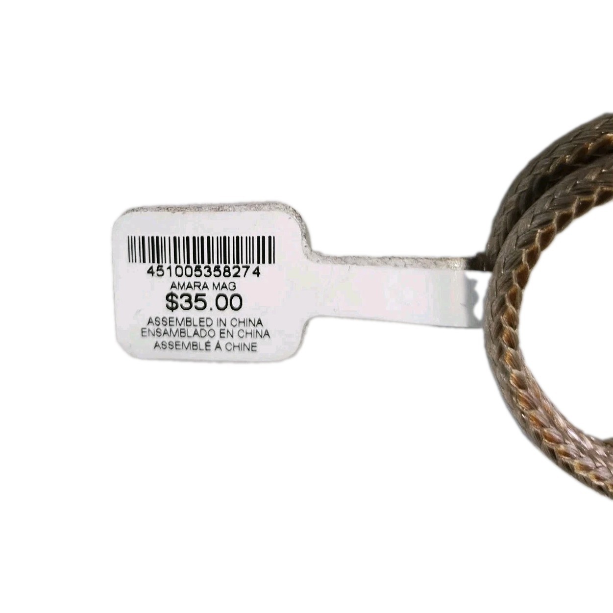 Chico’s Amara Mag Bracelet Braided Cord Mixed Metal Bead Magnetic Close MSRP $35