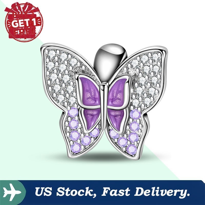 KUNSIR Purple Butterfly Charms For Bracelet and Necklace Pendents For Women Gift