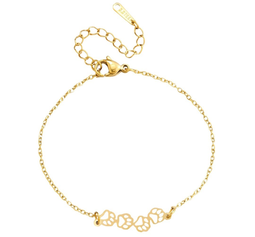 Gold Bracelet 18ct Plated Paws 18K Waterproof Minimalist Gift Dainty New Animals