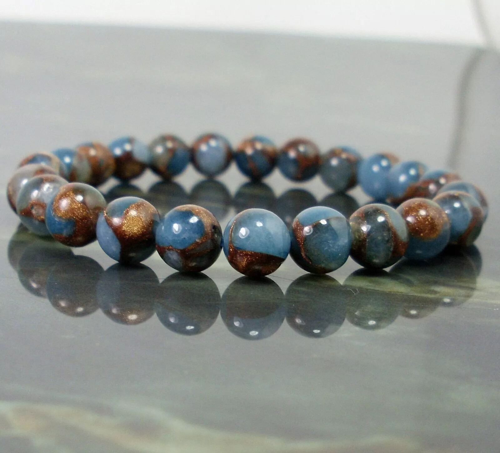 8mm Blue Nepal Stone Bracelets Natural Gemstone Bracelet Women Men Bangle Gifts