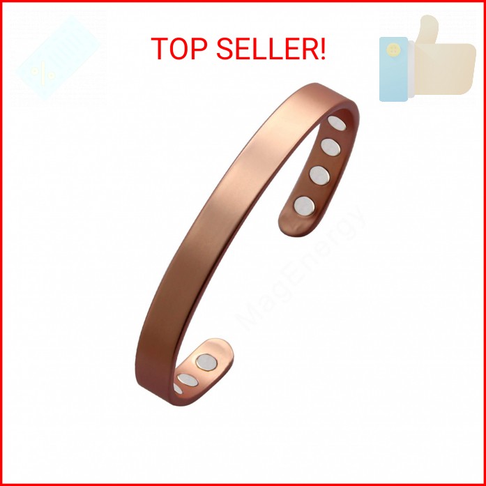 MagEnergy Copper Bracelet for Men and Women, 99.9% Pure Copper Magnetic Bangle w