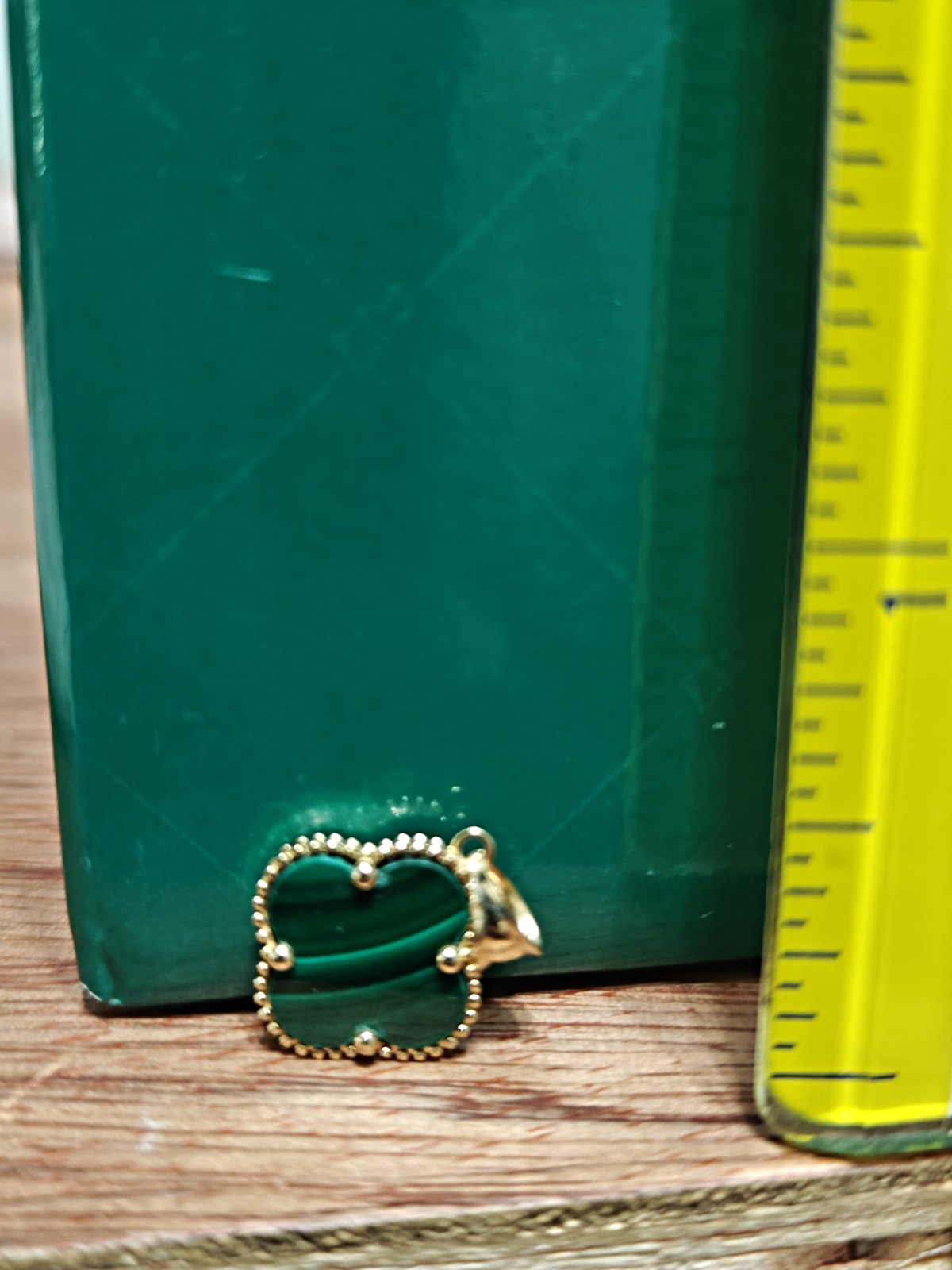 14K Gold Tone Green Clover Charm Pendant, 1.3g