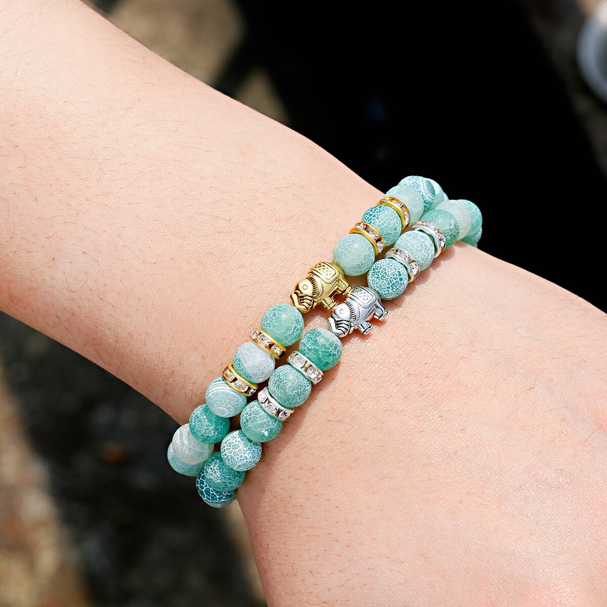 Natural Weathered Stone Bead Yoga Energy Healing Bracelet Men Women Jewelry