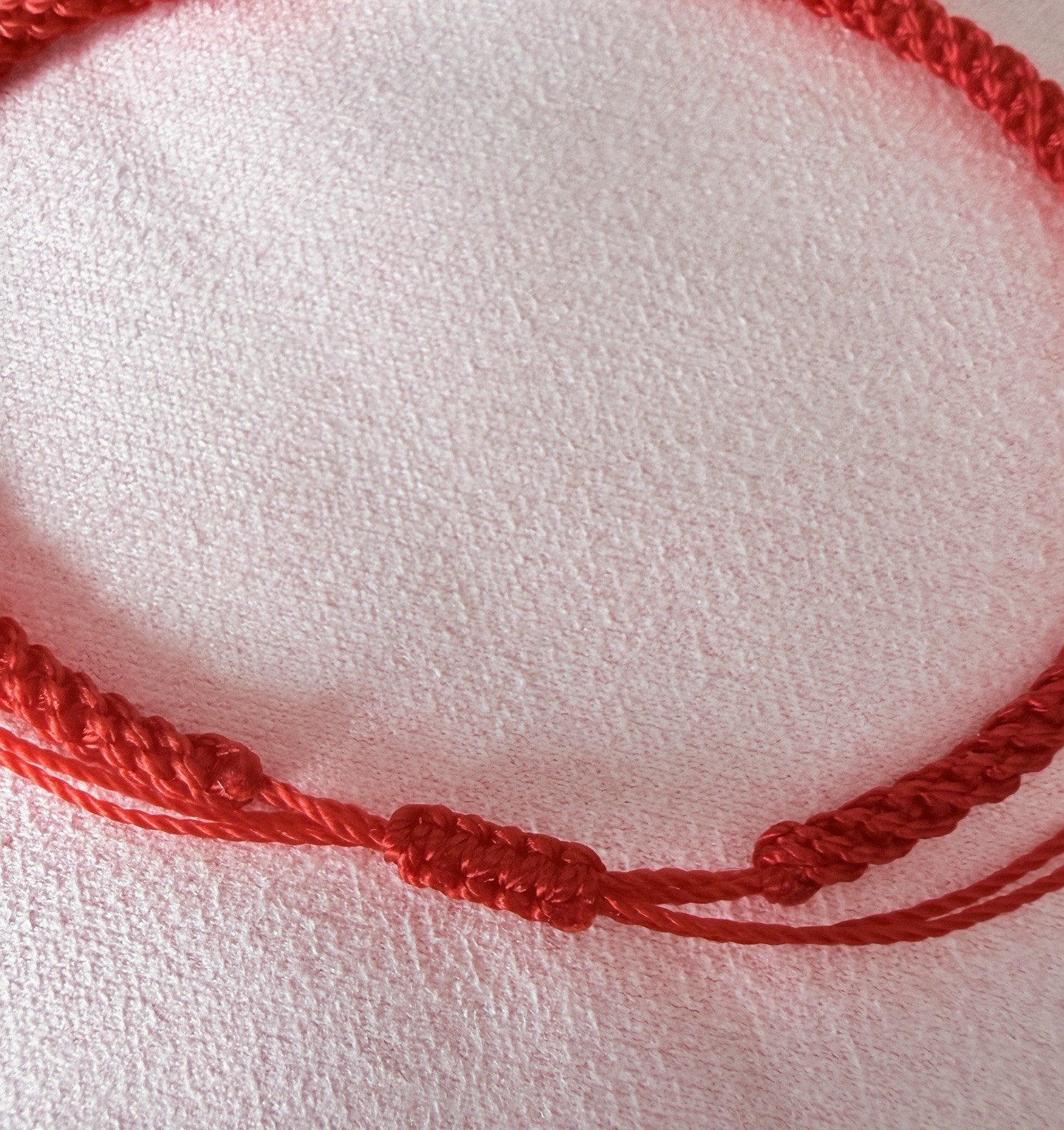 Red Braided Cord Beaded 15 CM Adjustable Slide Bracelet Natural Pearls Handmade