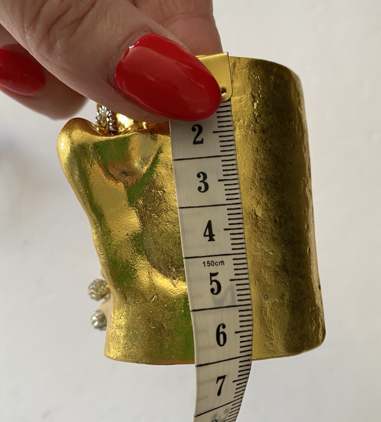 Schiaparelli Style Large Quirky Heavy Gold Tone Face Cuff Bangle